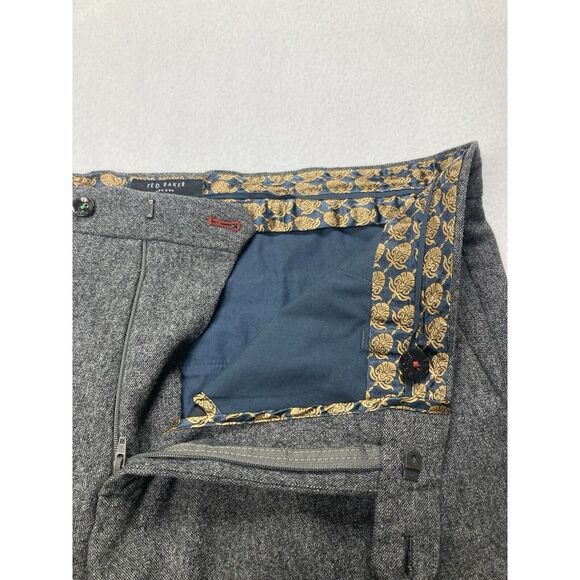 Ted Baker Gray Charcoal Wash Straight Leg Regular Fit Wool Pant Mens 36x30 NWOT - Picture 3 of 11